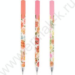 Ручка гелевая черная 0,38мм "Flora.Bloom flowers" /корпус SOFT TOUCH NEW | Фото 1