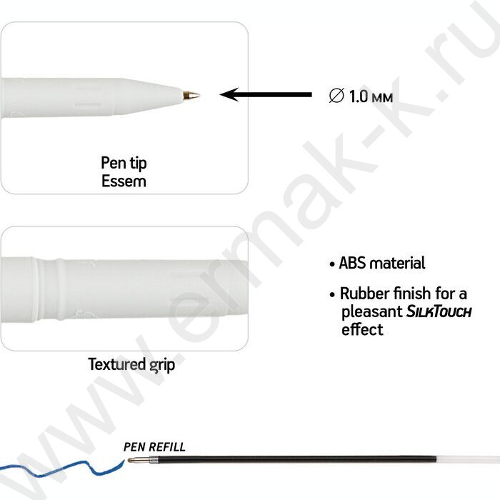 Ручка шар на масл.основе 0.7мм синяя PrimeWrite. Milky /корпус SOFT TOUCH NEW | Фото 3