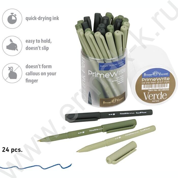 Ручка шар на масл.основе 0.7мм синяя PrimeWrite. Verde /корпус SOFT TOUCH NEW | Фото 4