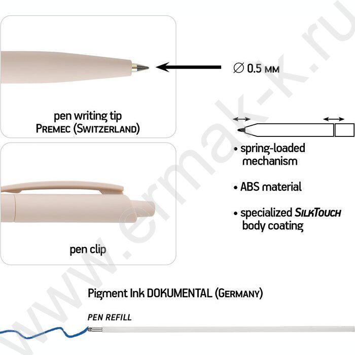 Ручка шар авт SlimClick.Total beige синяя 0,5мм ассорти NEW | Фото 3
