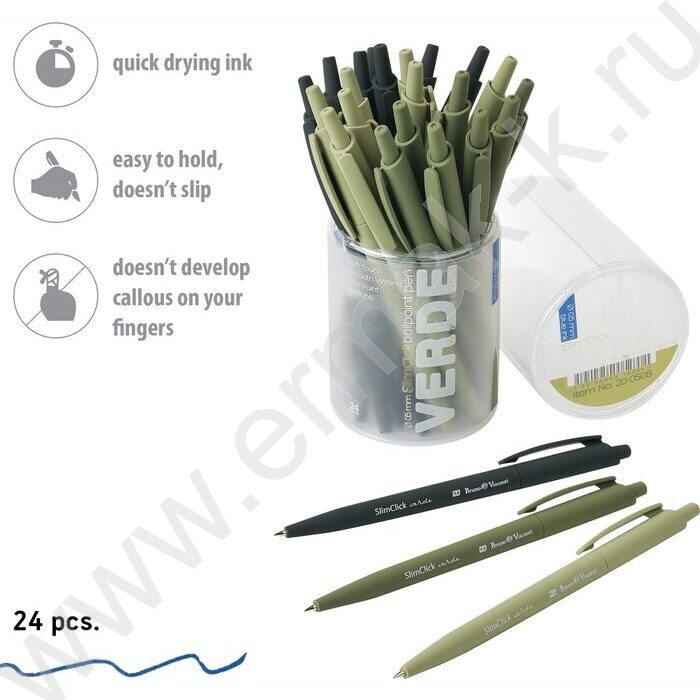 Ручка шар авт SlimClick.Verde синяя 0,5мм ассорти NEW | Фото 3