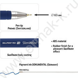 Ручка шар SlimWrite.Navy синяя 0,5мм /корпус SOFT TOUCH NEW | Фото 3