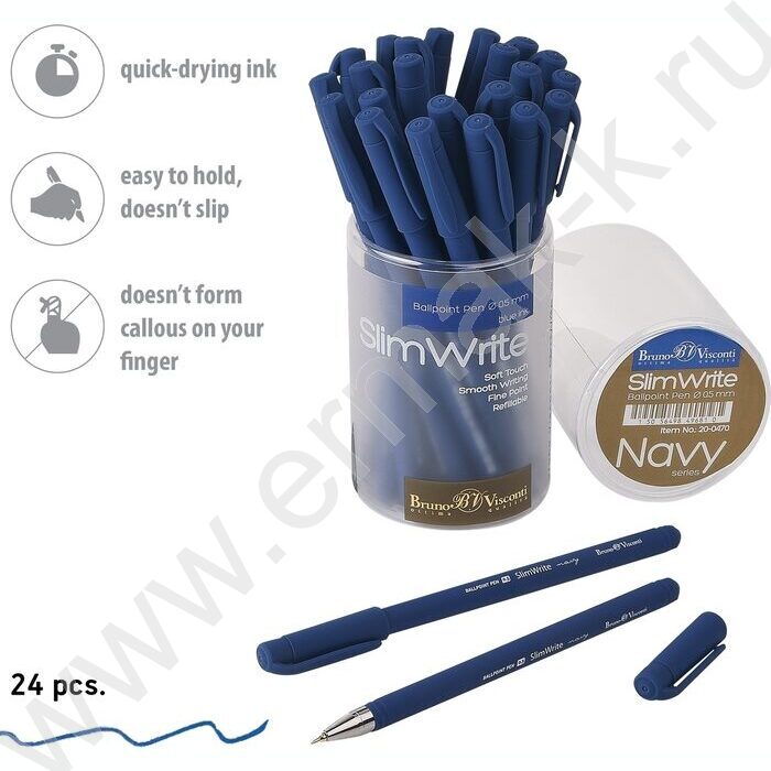 Ручка шар SlimWrite.Navy синяя 0,5мм /корпус SOFT TOUCH NEW | Фото 4