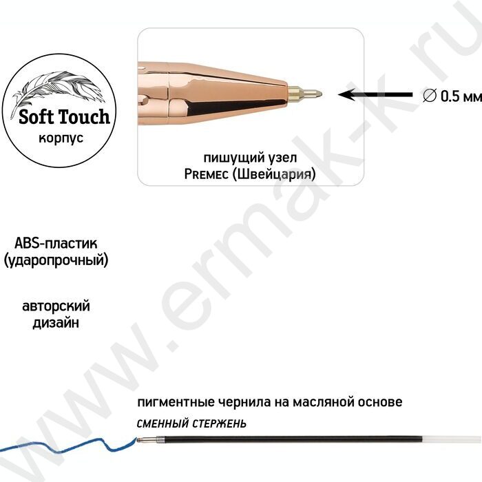Ручка шар на масл.основе 0,5мм синяя Total Beige /корпус SOFT TOUCH NEW | Фото 3