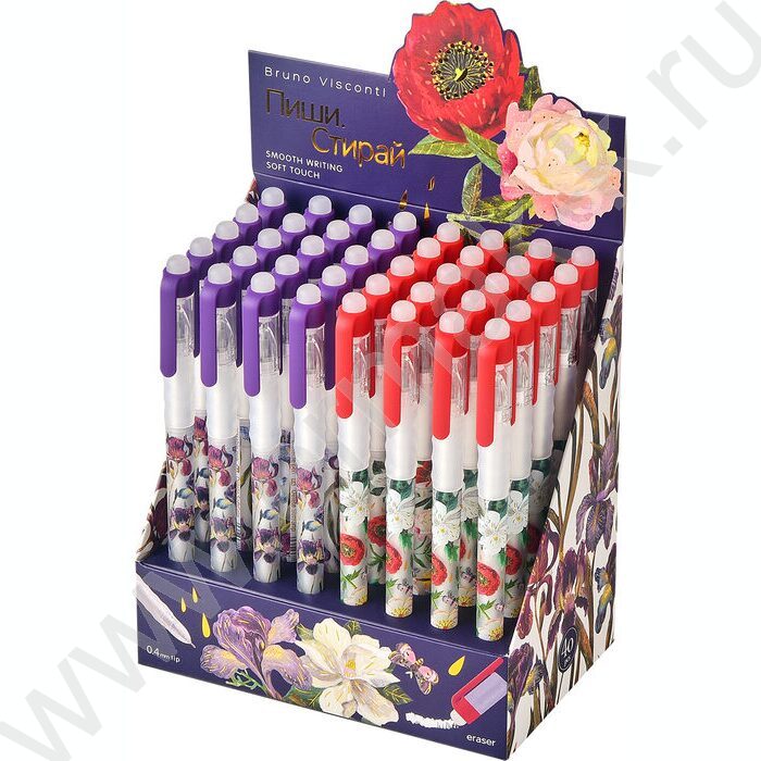 Ручка гелевая со стираемыми чернилами синяя 0,4мм DeleteSoftGrip.FLORA. BLOOM FLOWERS NEW | Фото 7