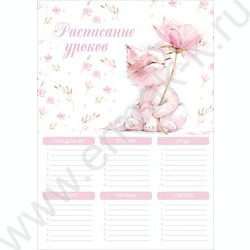 Расписание уроков А4 Кот с цветком  235г/м2 NEW | Фото 1