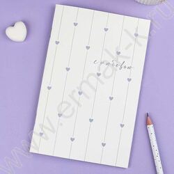 Блокнот  32л 120*185 "Сердечки на белом" /клетка, мат.лам., выб. УФ-лак, мягкий переплёт (2 скоб NEW | Фото 7