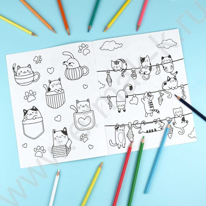 Раскраска 200*260 Любимая раскраска.Веселые котята NEW | Фото 4