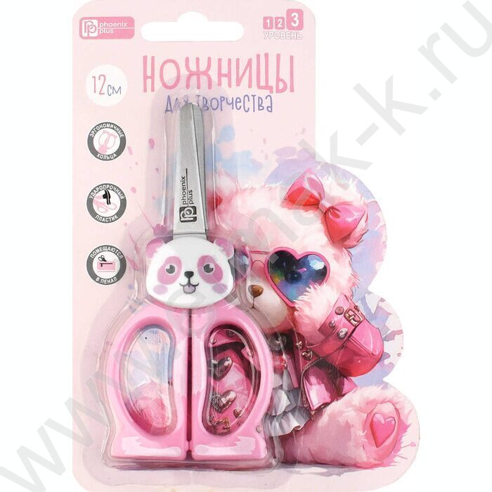 Ножницы 12*5,5см детские "Розовый мишка"  /нержавеющая сталь,симметричные NEW | Фото 5