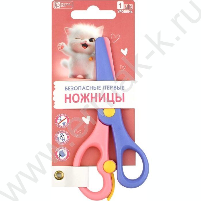 Ножницы 13,6*6,2см детские "Озорной котенок"  /пластик, асимметричные NEW | Фото 5