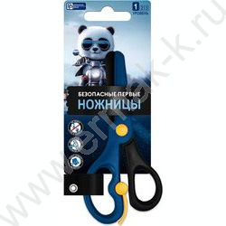 Ножницы 13,6*6,2см детские "Мишка на мотоцикле"  /пластик, асимметричные NEW | Фото 1
