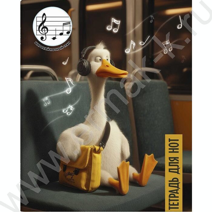 Тетрадь для нот 24л А5+ мл.классы "Гусь в наушниках" расширенный нотный стан NEW | Фото 1