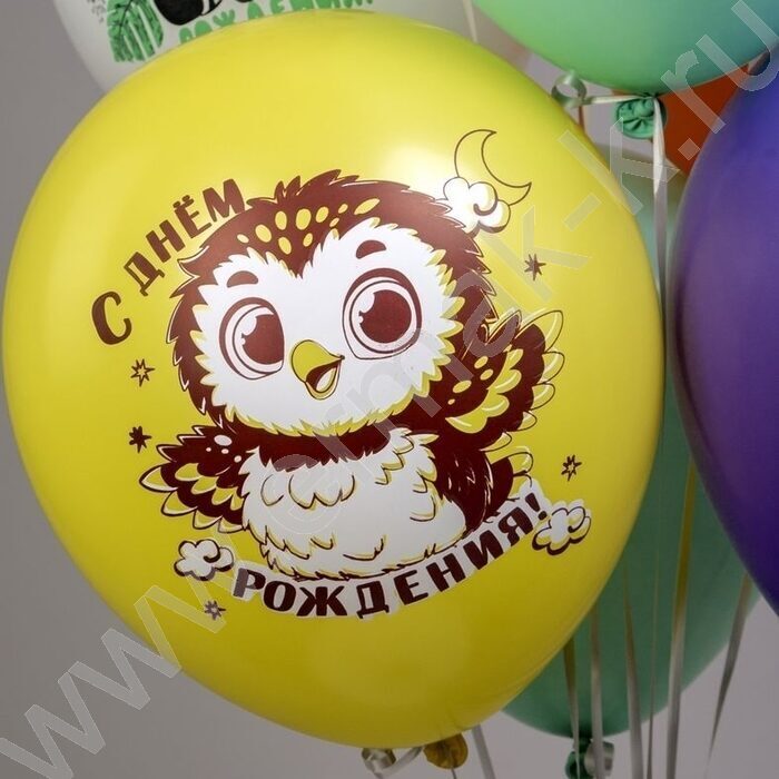 Шар воздушный 12" шелк рис. 1ст. СДР! Животные малыши! 5 дизайнов NEW | Фото 3