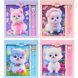 Блокнот  48л 13*17,8см "Собачки" тв.обл.,замочек+шар.ручка с наконечником NEW | Фото 1