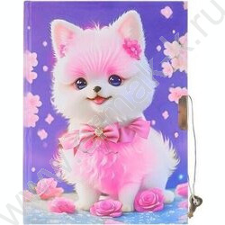 Блокнот  48л 13*17,8см "Собачки" тв.обл.,замочек+шар.ручка с наконечником NEW | Фото 2