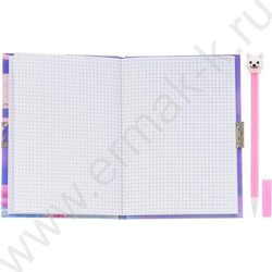 Блокнот  48л 13*17,8см "Собачки" тв.обл.,замочек+шар.ручка с наконечником NEW | Фото 3