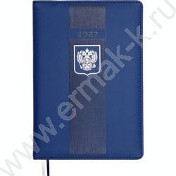 Ежедневник 2027г A5 168л "Major" синий /тв.обл. иск.кожа /2 ляссе /с серебристым срезом NEW | Фото 1