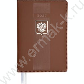 Ежедневник 2027г A5 168л "Major" коричневый /тв.обл. иск.кожа /2 ляссе /с серебристым срезом NEW