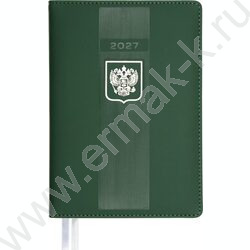 Ежедневник 2027г A5 168л "Major" зеленый /тв.обл. иск.кожа /2 ляссе /с серебристым срезом NEW | Фото 1