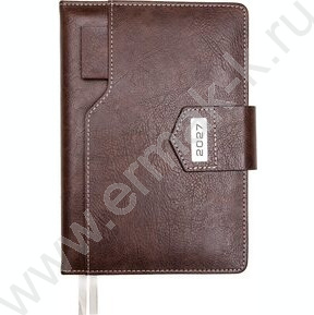 Ежедневник 2027г A5 168л "Prestige" темно-коричневый /тв.обл. иск.кожа /2 ляссе NEW