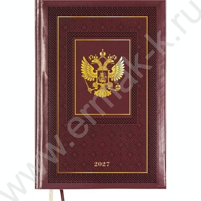 Ежедневник 2027г A5 168л "Symbol" бордовый /тв.обл. иск.кожа /золотой срез /2 ляссе NEW | Фото 1