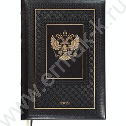 Ежедневник 2027г A5 168л "Symbol" черный /тв.обл. иск.кожа /золотой срез /2 ляссе NEW | Фото 1