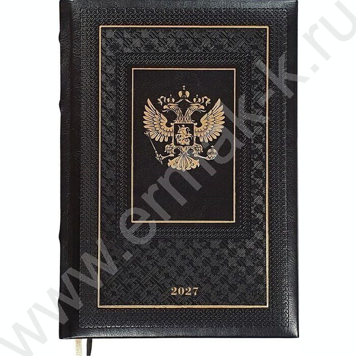 Ежедневник 2027г A5 168л "Symbol" черный /тв.обл. иск.кожа /золотой срез /2 ляссе NEW | Фото 1