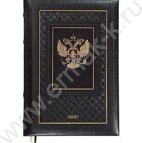 Ежедневник 2027г A5 168л "Symbol" черный /тв.обл. иск.кожа /золотой срез /2 ляссе NEW