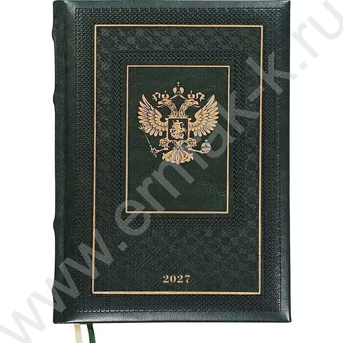 Ежедневник 2027г A5 168л "Symbol" зеленый /тв.обл. иск.кожа /золотой срез /2 ляссе NEW | Фото 1