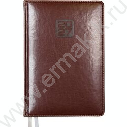 Еженедельник 2027г A4 64л "Bravo" коричневый /тв.обл. иск.кожа /золотой срез /2 ляссе NEW | Фото 1