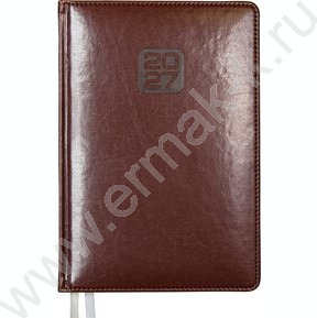 Еженедельник 2027г A4 64л "Bravo" коричневый /тв.обл. иск.кожа /золотой срез /2 ляссе NEW