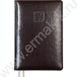 Еженедельник 2027г A4 64л "Bravo" бордовый /тв.обл. иск.кожа /золотой срез /2 ляссе NEW | Фото 1