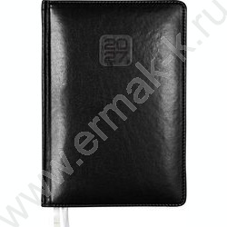 Еженедельник 2027г A4 64л "Bravo" черный /тв.обл. иск.кожа /золотой срез /2 ляссе NEW | Фото 1