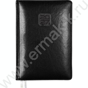Еженедельник 2027г A4 64л "Bravo" черный /тв.обл. иск.кожа /золотой срез /2 ляссе NEW