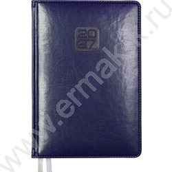 Ежедневник 2027г A5 168л "Bravo" синий /тв.обл. иск.кожа /золотой срез  /2 ляссе NEW | Фото 1
