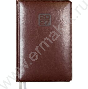 Ежедневник 2027г B6 168л "Bravo" коричневый /тв.обл. иск.кожа /золотой срез /2 ляссе NEW
