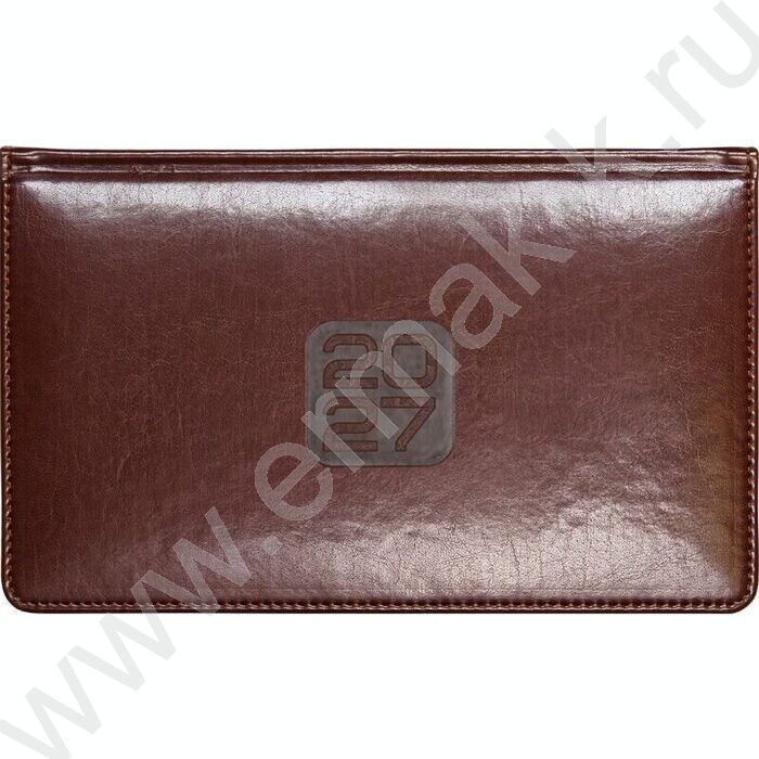 Ежедневник-планинг карманный 2027г "Bravo" коричневый, тв.обл. иск.кожа,  золотой срез /1 ляссе NEW | Фото 1