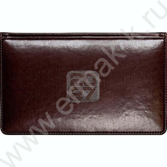 Ежедневник-планинг карманный 2027г "Bravo" бордовый, тв.обл. иск.кожа,  золотой срез /1 ляссе NEW | Фото 1