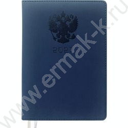 Еженедельник 2027г A4 64л "Emblem" синий /тв.обл. иск.кожа с поролоном /2 ляссе NEW | Фото 1