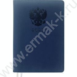 Ежедневник 2027г A5 168л "Emblem" синий /тв.обл. иск.кожа с поролоном /2 ляссе NEW | Фото 1