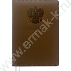 Ежедневник 2027г A5 168л "Emblem" коричневый /тв.обл. иск.кожа с поролоном /2 ляссе NEW | Фото 1