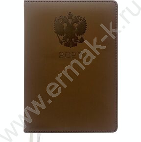 Ежедневник 2027г A5 168л "Emblem" коричневый /тв.обл. иск.кожа с поролоном /2 ляссе NEW