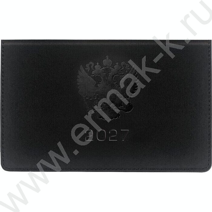 Ежедневник-планинг карманный 2027г "Emblem" черный, тв.обл. иск.кожа с поролоном /1 ляссе NEW | Фото 1