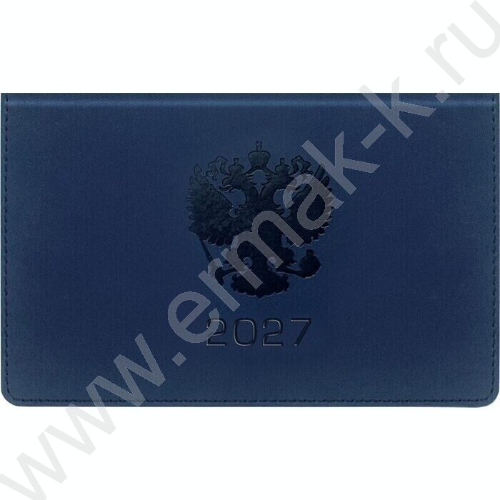 Ежедневник-планинг карманный 2027г "Emblem" синий, тв.обл. иск.кожа с поролоном /1 ляссе NEW | Фото 1