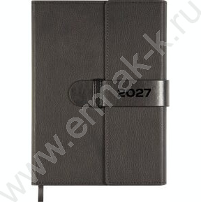 Ежедневник 2027г A5 168л "Tudor" черный /тв.обл. иск.кожа с поролоном /2 ляссе NEW