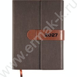 Ежедневник 2027г A5 168л "Tudor" коричневый /тв.обл. иск.кожа с поролоном /2 ляссе NEW | Фото 1