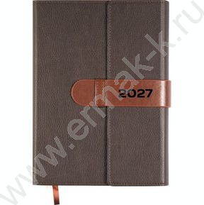 Ежедневник 2027г A5 168л "Tudor" коричневый /тв.обл. иск.кожа с поролоном /2 ляссе NEW