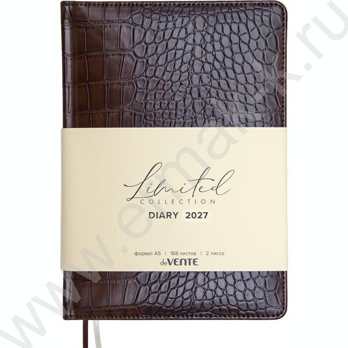 Ежедневник 2027г A5 168л "Belcanto" коричневый /тв.комб.обл. иск.кожа с поролоном /2 ляссе NEW | Фото 1