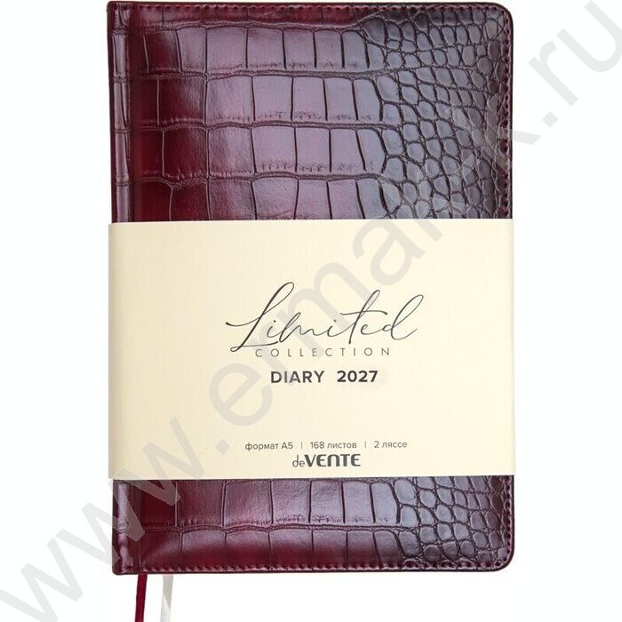 Ежедневник 2027г A5 168л "Belcanto" бордовый /тв.комб.обл. иск.кожа с поролоном /2 ляссе NEW | Фото 1