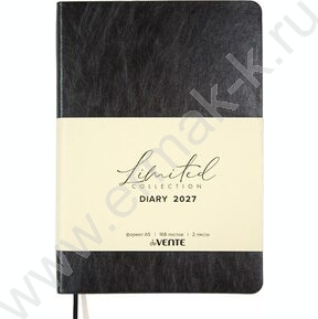 Ежедневник 2027г A5 168л "Orto" черный с черным срезом /мяг.обл. иск.кожа /2 ляссе NEW